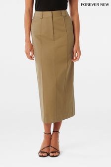 Forever New Brown Pippa Pintuck Maxi Skirt (N70207) | kr779