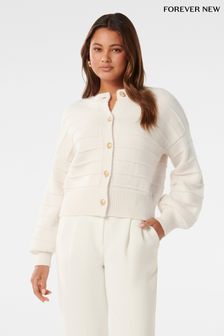Forever New White Monroe Cropped Knit Cardigan (N70218) | $127