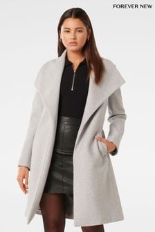 Forever New Grey Annika Shawl Collar Wrap Coat (N70347) | kr1,558
