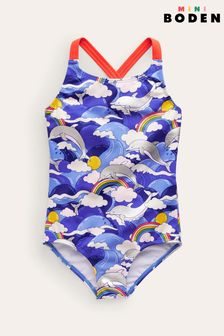 Boden Blue/white Cross-Back Printed Swimsuit (N70406) | KRW36,300 - KRW40,600