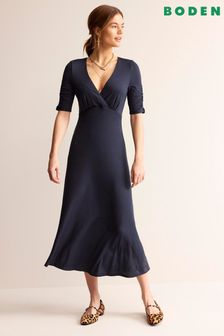 Темно-синий - Трикотажное чайное платье миди Boden Rebecca (N70422) | €124