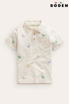 Boden Cream Chicken Embroidered Slubbed Polo Shirt (N70432) | 134 SAR - 147 SAR