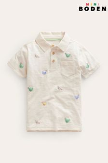 Boden Chicken Embroidered Slubbed Polo Shirt