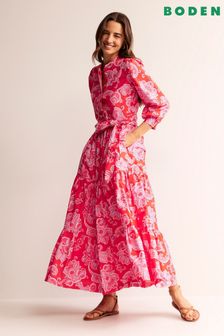Boden Pink Alba Tiered Cotton Maxi Dress (N70435) | ₪ 679
