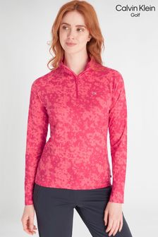 Calvin Klein Golf Pink Canvas Print Zip Top (N70473) | €71
