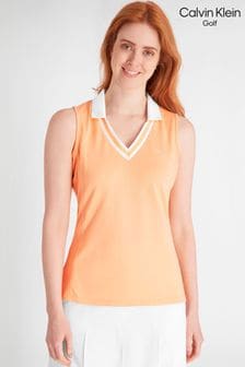 Calvin Klein Golf Orange Delaware Sleeveless Polo Shirt (N70530) | $77