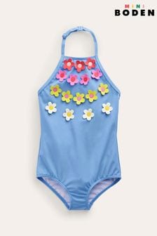 Boden Blue Halterneck Flutter Swimsuit (N70596) | $40 - $46