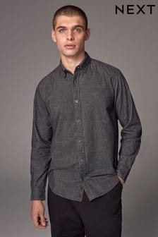 Charcoal Grey Corduroy Long Sleeve 100% Cotton Shirt (N70625) | $54