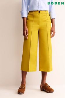 Boden Yellow Clean Wide Crop Trousers (N70637) | SGD 190