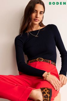 Boden Blue Cotton Rib Boat Neck Jumper (N70678) | NT$2,790