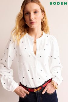 Boden White Marina Embroidered Shirt (N70680) | Kč2,380
