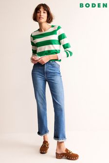ירוק/לבן - חולצת טי ארוכה של Boden דגם Bea עם פסים (N70683) | ‏161 ‏₪