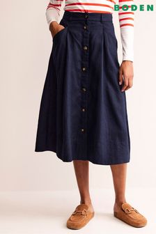 Boden Blue Utility Linen Midi Skirt (N70688) | 130 €