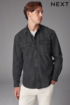 Mens Black Denim Shirts Casual Shirts Next
