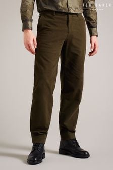 Ted Baker Green Rufust Slim Fit Stretch Moleskin Trousers (N71047) | SGD 194