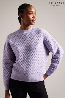 Ted Baker Purple Easy Fit Morlea Horizontal Cable Sweater (N71089) | OMR57