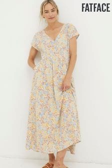 FatFace Natural Rae Linen Blend Midi Dress (N71167) | SGD 145