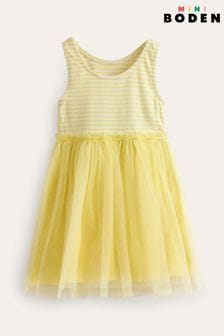 Boden Yellow Jersey Tulle Mix Dress (N71290) | Kč1,270 - Kč1,465