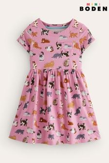 Boden Pink Short-sleeved Fun Jersey Dress (N71308) | 130 zł - 145 zł
