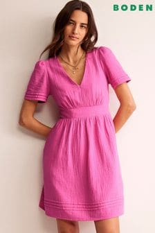 Розовый - Короткое платье из двух тканей Boden Eve (N71311) | €132