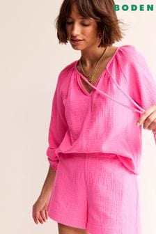 Boden Pink Serena Doublecloth Blouse (N71366) | 272 QAR