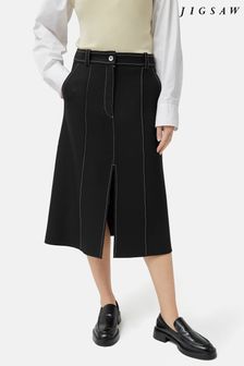 Czarny - Jigsaw Seamed Detail A Line Skirt (N71394) | 1,105 zł