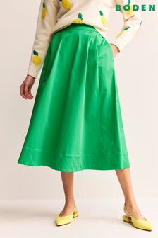 Boden Green Petite Isabella Cotton Sateen Skirt (N71414) | $135