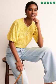 Boden Yellow Easy Stitch Detail Top (N71420) | €109
