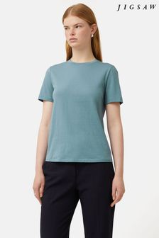 Niebieski - Jigsaw Grey Supima Cotton Crew Neck T-shirt (N71426) | 175 zł