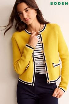 Boden Yellow Holly Cropped Knitted Cardigan (N71440) | OMR62