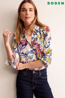 Boden Cream Sienna Silk Shirt (N71446) | LEI 935