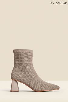 Sosandar Brown Angled Heel Knitted Sock Boots (N71462) | 440 SAR