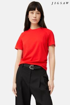 Czerwony - Jigsaw Grey Supima Cotton Crew Neck T-shirt (N71464) | 175 zł