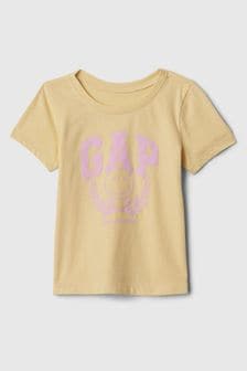 Amarillo - Camiseta de manga corta con cuello redondo y logo de Gap (recién nacido-5 años) (N71478) | 11 €
