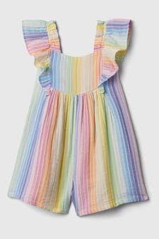 Blanco con arcoíris - Mono con mangas onduladas de algodón arrugado de Gap (6 meses - 5 años) (N71489) | 35 €