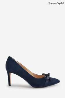 Phase Eight Blue Suede Bow Front Court Shoes (N71558) | €138