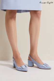 Phase Eight Blue Suede Buckle Block Heel Shoes (N71570) | $239
