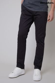 Črna - Threadbare bombažne ozke chino hlače z raztegljivimi (N71599) | €27