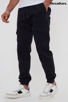 Threadbare Black Cotton Jogger Style Cargo Trousers With Stretch (N71618) | 158 QAR
