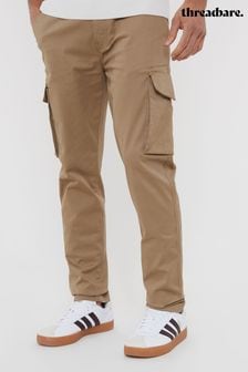 Threadbare Stone Cotton Cargo Pocket Chino Trousers With Stretch (N71624) | 158 QAR