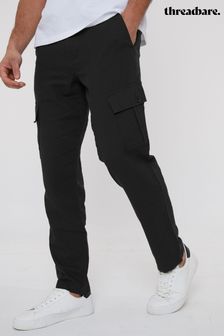Threadbare Black Linen Blend Cargo Trousers (N71629) | SGD 62