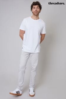 Threadbare White Cotton Regular Fit Chino Trousers with Stretch (N71640) | SGD 46