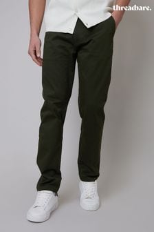 Threadbare Khaki Cotton Regular Fit Chino Trousers with Stretch (N71652) | AED133