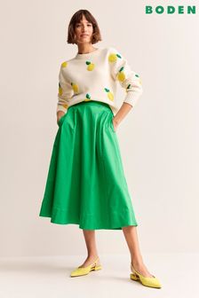 Boden Green Isabella Cotton Sateen Skirt (N71658) | €108