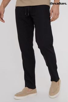Threadbare Black Linen Blend Drawcord Trousers (N71662) | SGD 54