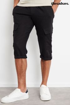 Черный - Threadbare Linen Blend 3/4 Length Cargo Trousers (N71664) | €37