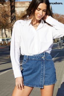 Выбелен. посредине - Threadbare джинсовая юбка-шорты с запахом (N71680) | €38