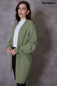 Threadbare Green Cable Knit Cardigan (N71704) | AED144