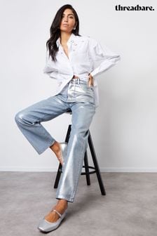 Threadbare Silver Wide Leg Coated Metallic Denim Jeans (N71714) | €76