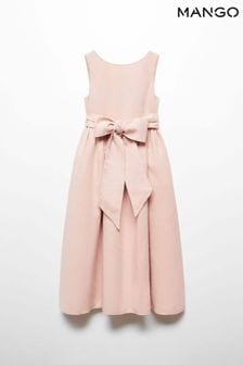 Mango Pink Bow Linen-Blend Dress (N71843) | €103